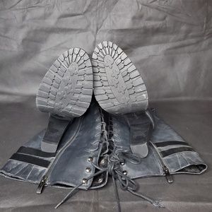 BCBG Generation Black/Grey Zip & Lace Up Leather Boots